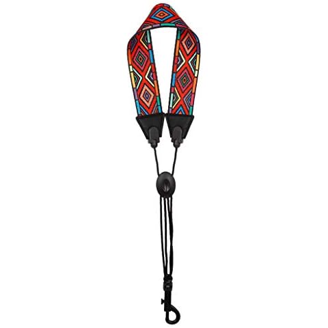 BENGKUI Saxophone Neck Strap,Saxophone Neck Strap Soft Padded Rainbow Braided Pattern for Alto Baritone Soprano Sax Red Diamond Cover