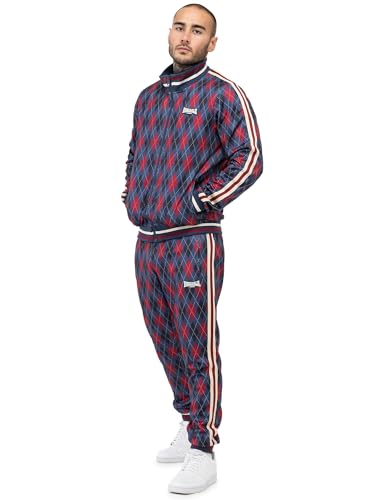 Lonsdale Redford Chándal, Azul Marino/Rojo/Crudo, M para Hombre