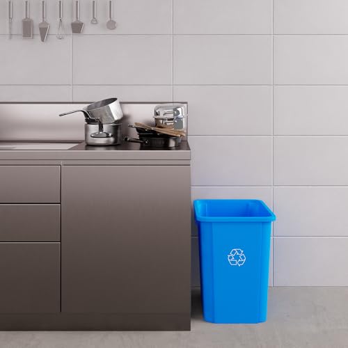 Image of 19 Gallon Blue Square Commercial Trash Garbage Can | Outdoor Office Restaurant School Kitchen