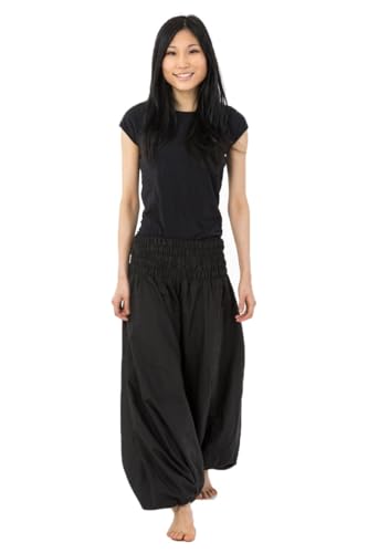 FANTAZIA Sarouel Ethnique Grande Taille Mixte Coton Doux Noir - Taille Unique Noir