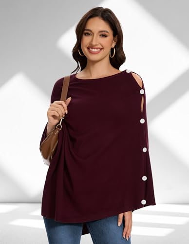 PULI Womens Shawl Wraps Scarf Button Poncho Sweater Cable Knit Oversize Versatile Cardigan Cape for Spring Fall Winter2