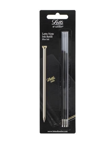 Lot de 3 recharges pour stylo Letts Note Slimline encre bleue hauteur 10,2 cm
