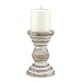 Stonebriar Antique White Wooden Pillar Candle Holder, Vintage Seaside Pillar Stand for Dining Table Centerpiece, Coffee Table, Mantel, Or Any Table Top, Medium