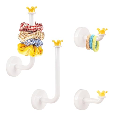 Image of HASTHIP 4PCS Adhesive Scrunchie Holder Organizer, Wall Hooks Waterproof | Frees Drawer Space, Adhesive Wall Mount, Waterproof Scrunchy Storage Stick Scrunchies Hook Headband Hairband Hair Ties Holder