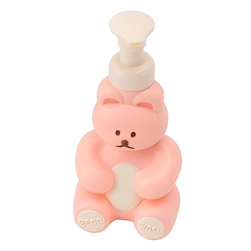 Pongnas Botella de Bomba de Mano Líquida Recargable con Forma de Oso de Dibujos Animados para champú y Acondicionador, Decoración de Baño Pequeña (Rosa Grande)