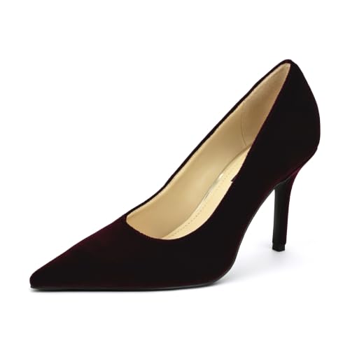 Image of Nine West Women's Gemmha Pump, Dark Red Velvet 600, 11