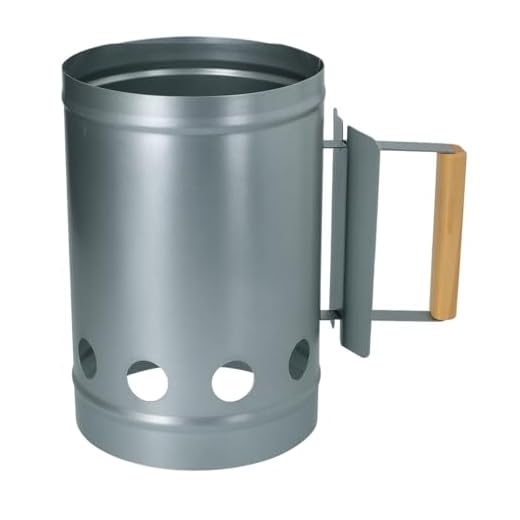 alpina Accendifuoco a carbone, Ø 16 x 27 cm, in metallo, con manico in legno, camino di accensione veloce per carbone e bricchette, accensione per barbecue a carbonella