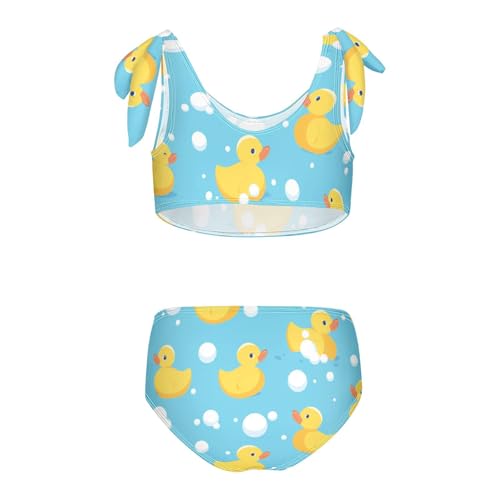 Rubber White Ducky Girl Two Piece Kids Bikini Set Scoop Neck Bathing Suit Swimming Suits Adjustable Shoulder Strap2