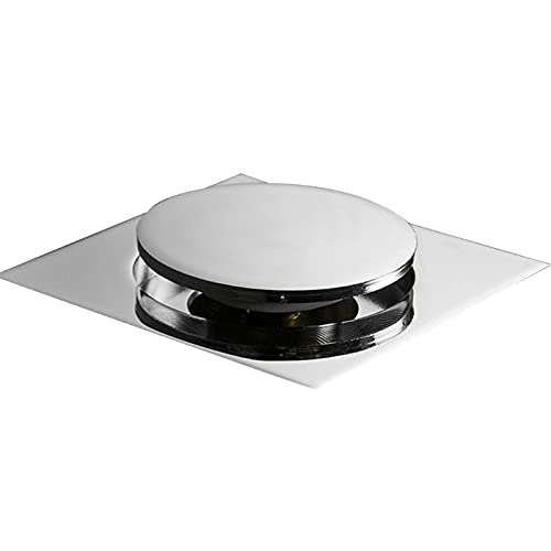 Siphon de sol noir carré en métal avec couvercle escamotable pour douche