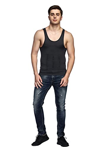 Odoland Mens 3 Pack Body Shaper Slimming Tummy Vest Thermal Compression Shirt Tank Top Shapewear3