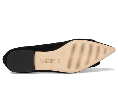 LAUREN Ralph Lauren Women's Londyn Bow-Trim Suede Ballet Flat Black/Black 8 Medium3