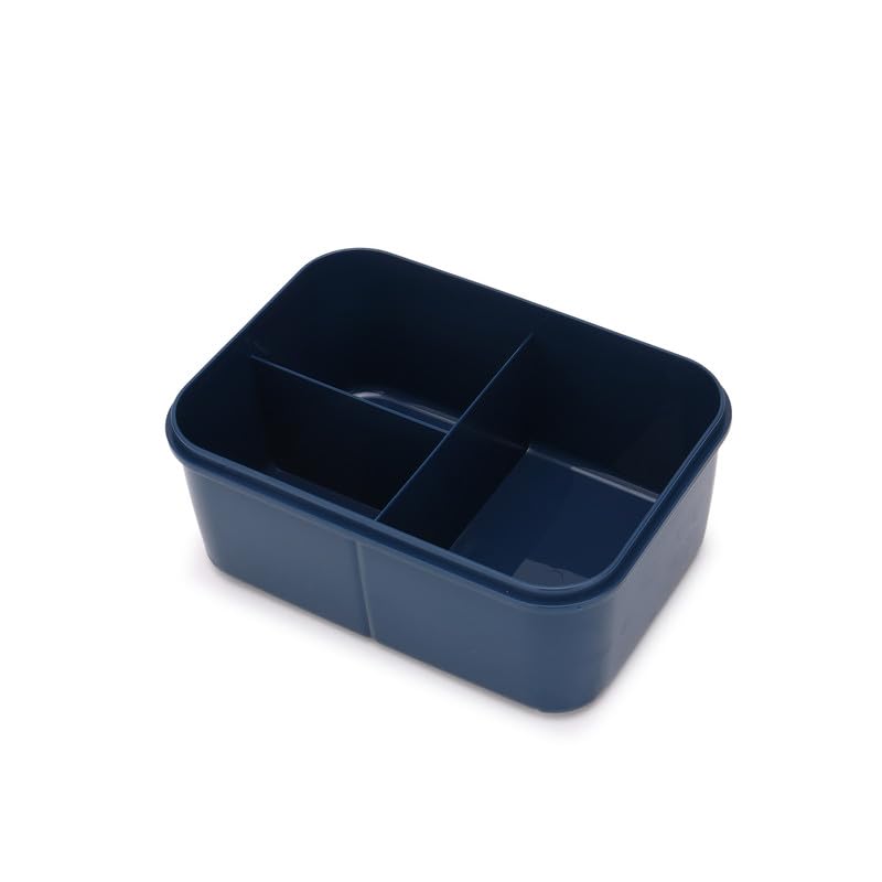 Image of Lunch Boxes 600 ml with 500ml Water Bottle Combo| Plastic 3 Compartment Leakproof Bento Box for School Picnic Office Boys and Girls - BPA Free - 4-Side Lock (Color - Dark Blue)