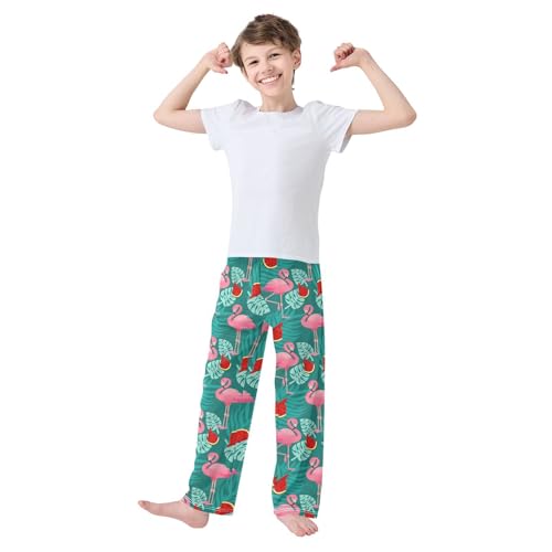 Tropical Flamingo Watermelon Boys Long Pants Soft Trousers