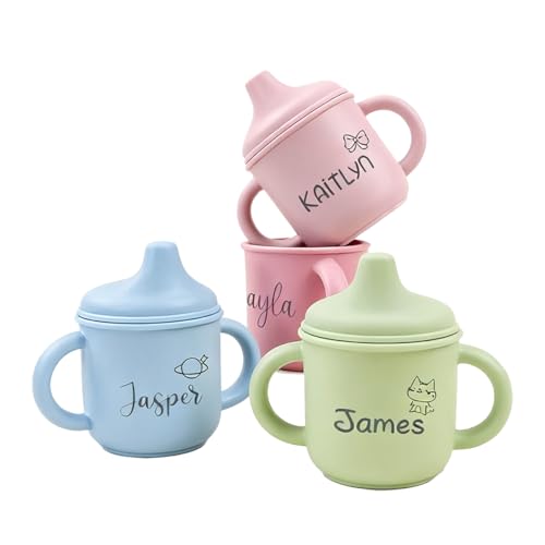 Personalized Baby Sippy Cup,Custom Silicone Baby Water Cup with Engraved