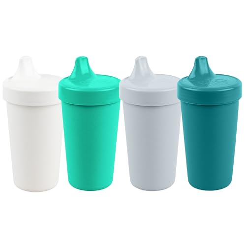 Image of Re-Play Made in USA 10 Oz. Sippy Cups for Toddlers, Pack of 4 - Reusable Spill Proof Cups for Kids, Dishwasher/Microwave Safe - Hard Spout Sippy Cups for Toddlers 3.13" x 6.25", Modern Mint