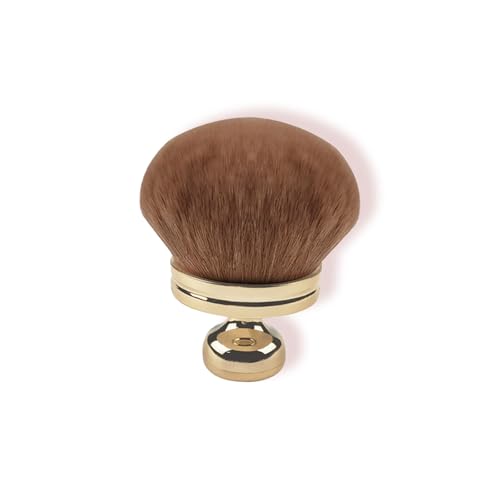 LUMOOM Kabuki - Brocha extra grande en forma de hongo para polvos, para maquillaje, para base de maquillaje, corrector, colorete (dorado)