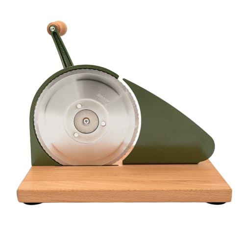 Image of Zassenhaus Original Classic Adjustable Bread Slicer for Uniform Slices - Bread Slicer for Homemade Bread - 18 /8 Stainless Steel Blade Sourdough Cutter -Cyprus Green, 11.75 inch x 8 inch