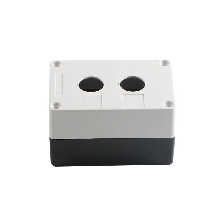 POWTAXBJGD 2P Two Holes 22mm Diameter Push Button Control Switch Box Electrical Accessory White Gray Black