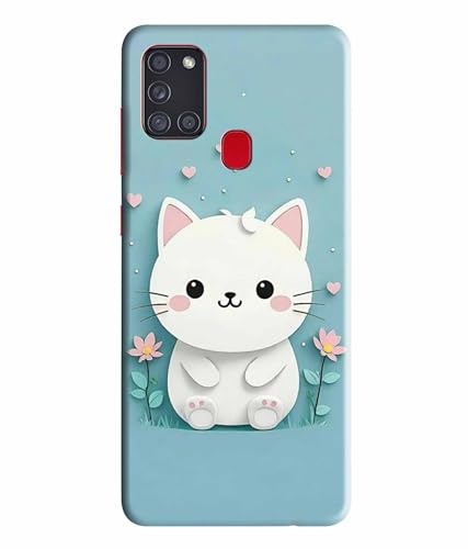 Image of Printed Hard Back Case Cover & Compatible for Samsung Galaxy A21S | Cat Vector Painting (Multicolor) - D1192