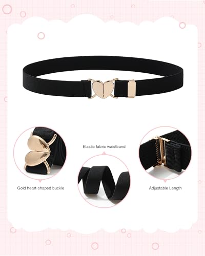AWAYTR Kids Elastic Belt for Girls - Adjustable Toddler Heart Buckle Stretch Belts for Boys Girls3