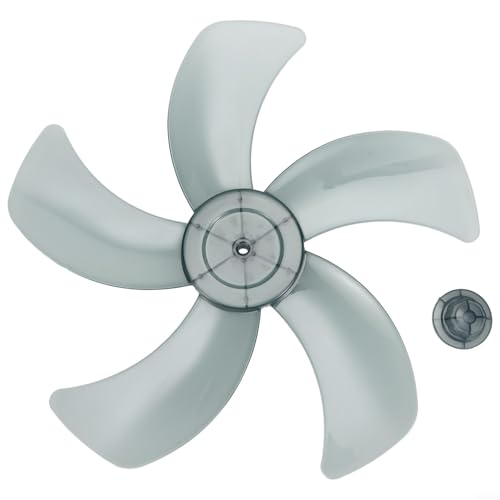 Eawfgtuw Piezas de repuesto de la hoja del ventilador de piso de 16 pulgadas, accesorios de ventilador de base de cinco aspas con cubierta de tuerca, conjunto de hoja de ventilador de plástico PP para