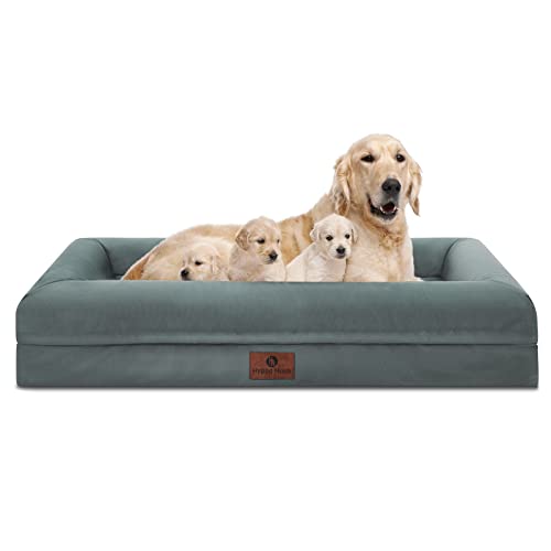 Hygge Hush 100% Waterproof Dog Bed, Washable Dog Bed With Removable Cover And Bolster, Orthopedic Dog Bed With Nonskid Bottom(Grey,42"X30") #TOP2