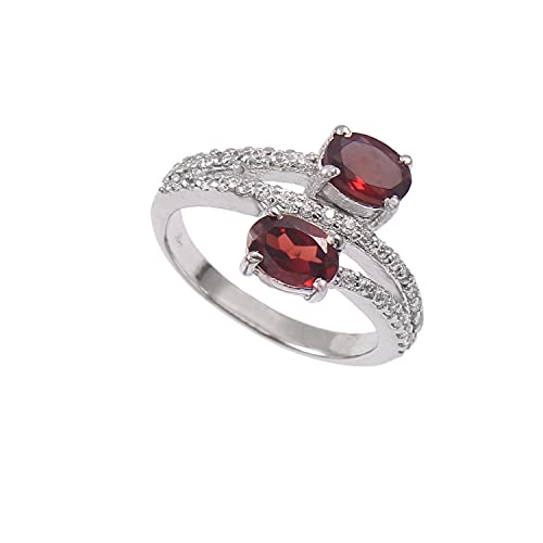 Bague de fiançailles en grenat naturel et argent pour un moment inoubliable