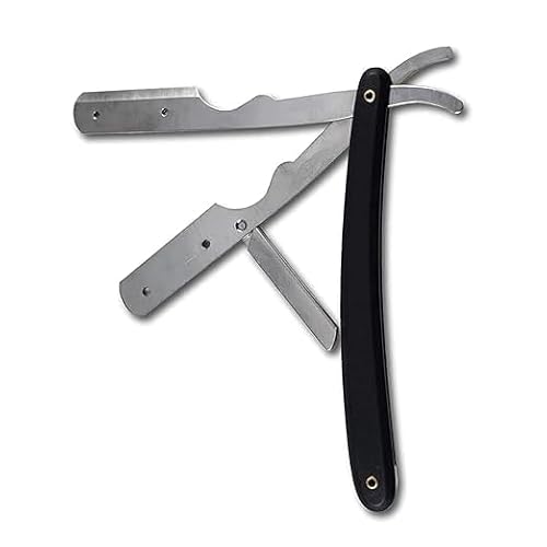 Dhanishka Manual Razor for Men, Straight Barbering Ustra stainless Steel, Black