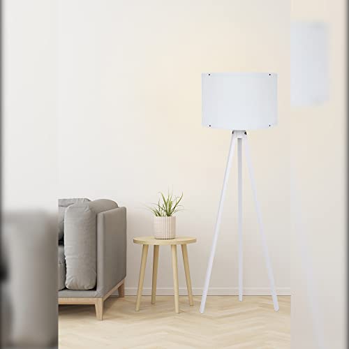Lampadaire structure MDF gris blanc luminaire de salon moderne - 3
