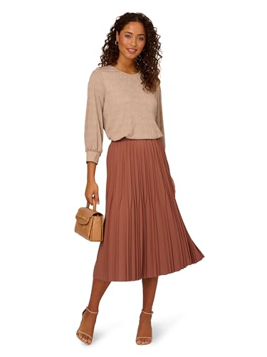 Adrianna Papell Women's Solid Variegated Pleated Twill Skirt4