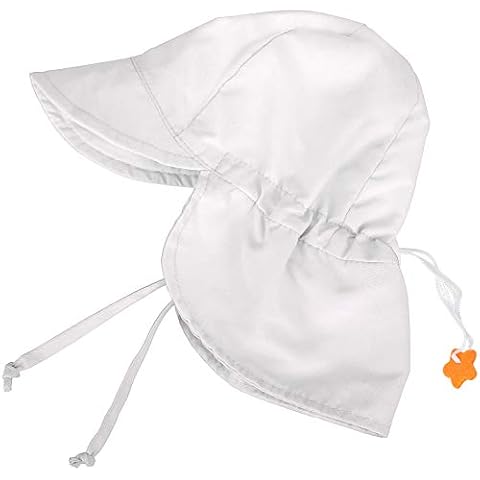 SimpliKids Baby Sun Hat Toddler UPF 50+ UV Ray Sun Protection Hat Infant Sun Hat w/Neck Flap Toddler Sun Hat for Baby Beach Hat,White,0-12 Months Cover