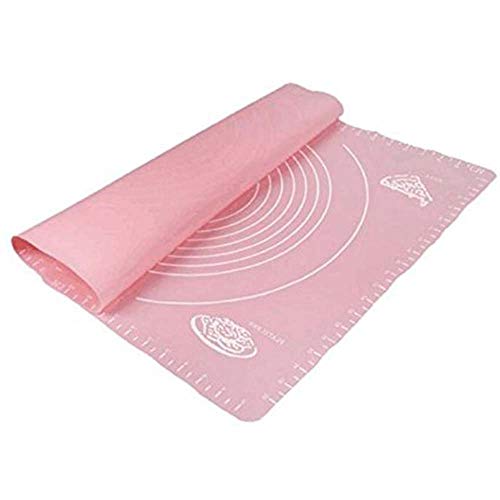 Alfombrilla de silicona extra grande para pastral con measures Pasty Rolling Mat, reutilizable, no se pega (rosa)