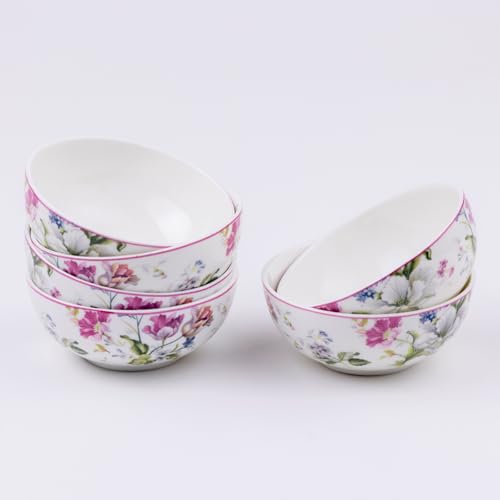 Image of GOLDEN QUEEN'S Bowl Set of 6 | Perfect for Rice, Dal, Curry, Snacks & More | Microwave Safe | 4 Inch Wide - Garden Splendor Bowls