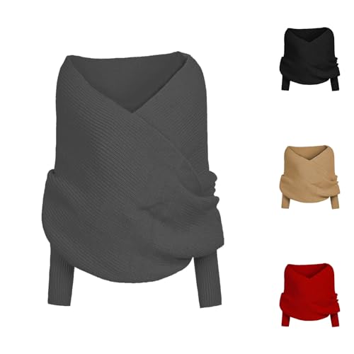 Geenric Womens Knit Sweater Tops Scarf Winter Cable Wrap Shawel Scarf with Sleeves Chunky Long Warm Crochet