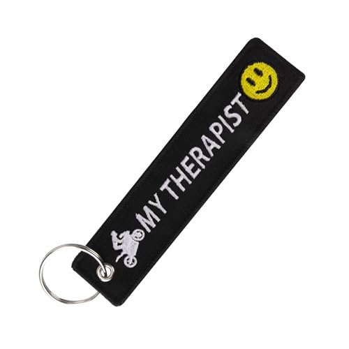 AOWEITOUR Keychains Personalized Key Tags Fits Motorcycles,Dirt Bikes,Racing,Flight Tags(My therapist)
