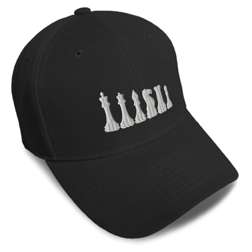 Custom Baseball Cap Chess Set White Embroidery Chess Acrylic Dad Hats for Men & Women Black Design Only