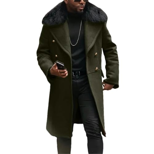 Manteau en laine homme chaud contre le froid hivernal coupe casual double boutonnage