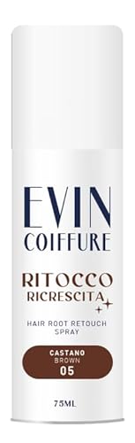 EVIN COIFFURE | Spray Ritocco Ricrescita Capelli 05 Castano, 75ml, Spray Correttore per Capelli, Facile Applicazione