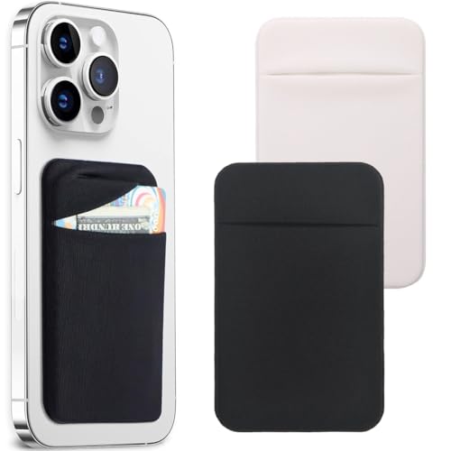 JEYORZY Pack de 2 Fundas Adhesivas para Celular con Bolsillos Elásticos para Tarjeta de Identificación y Crédito, Ideal para Guardar en la Billetera del Teléfono