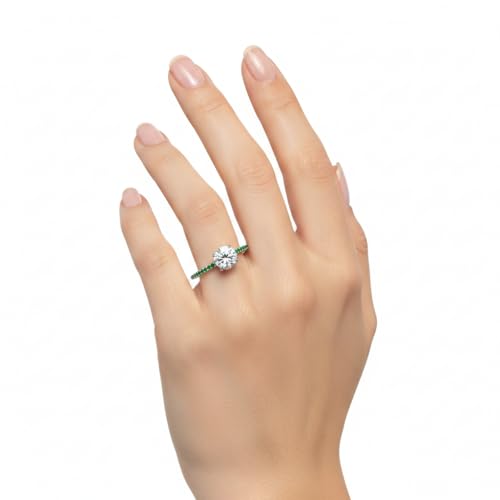 Image of Choose Your Gemstone Delicate Hidden Halo Diamond CZ Ring 925 Sterling Silver Round Shape Petite Engagement Rings Minimal Modern Design Birthday Gift Wedding Gift US Size 4 to 12