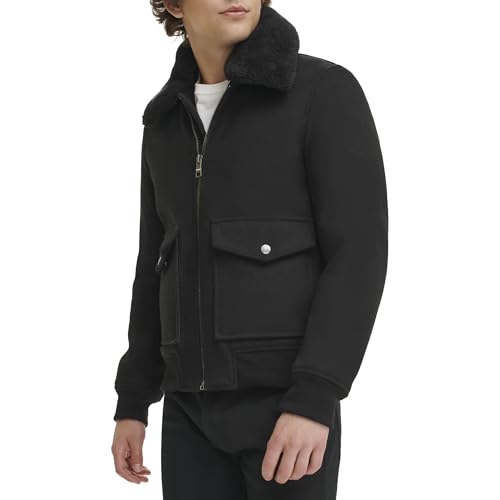 Tommy Hilfiger Men's Wool Blend Bomber Jacket with Faux Fur Collar3