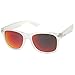 Matte Frosted Frame Reflective Colored Mirror Lens Horn Rimmed Sunglasses 54mm (Frost/Red Mirror)