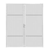 Guardian Double Retractable Screen Door Heavy Duty Aluminum Large Retractable Screen Doors for Double Door Easy Assemble Invisible Screen Door Patio Mosquito Proof (White, 73''x80'')