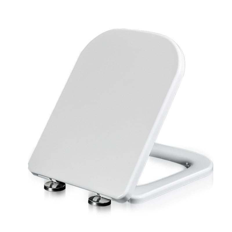 Tapa Y Asiento Para Inodoro, 43 * 34cm Asiento De Tapa WC Cuadrado Tapas WC De Inodoro Con Cierre Suave, Liberación Rápida, Bisagra de fijación superior