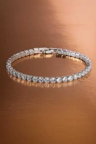 Image of BLACK PEARL Elegant Style Tennis Bracelet with Multicolour Zirconion Stones, Gold and Silver-Toned Bracelet For Women & Girls