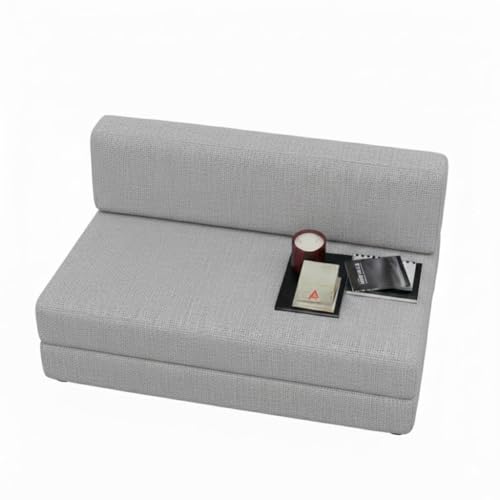 Image of PUM PUM Foldable Sofa Cum Bed | EPE Foam 2 Seater Floor Sofa | Premium Jute Fabric | Space-Saving Furniture for Living Room & Bedroom|36 Inch Width,Light Grey