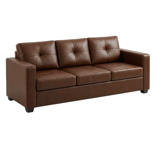 Image of FURNY Hermon 3 Seater Premium Leatherette Sofa Set (Brown) Durable & Comfortable | Ideal for Living Rooms