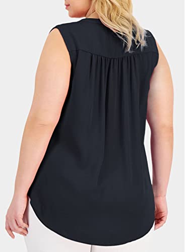 Image of Eytino Womens Plus Size Tank Tops Summer Sleeveless V Neck Casual Loose Chiffon Blouse Office Work Shirts(1X-5X)