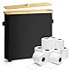Toilettenpapier Aufbewahrung Korb mit Deckel und Griff, Bambus Toilet Paper Organizer Badezimmer Organizer mit Fußpolster, Toilettenpapier Aufbewahrungsbehälter für 12 Rollen Klopapier Schwarz