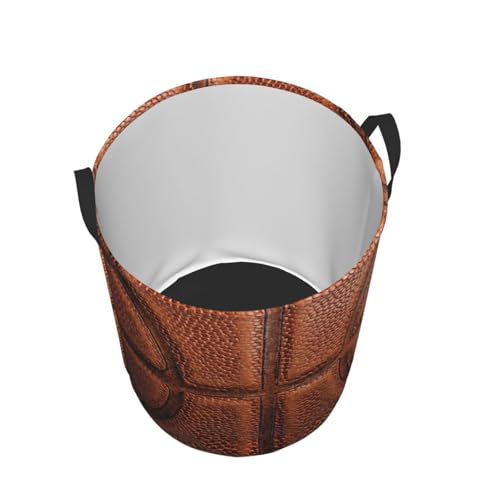 Image of Basketball Round Laundry Hamper Basket Ball Texture Storage Basket Toys Clothes Organizer Bin For Home Bathroom Bedroom Dorm Nursery, 38l